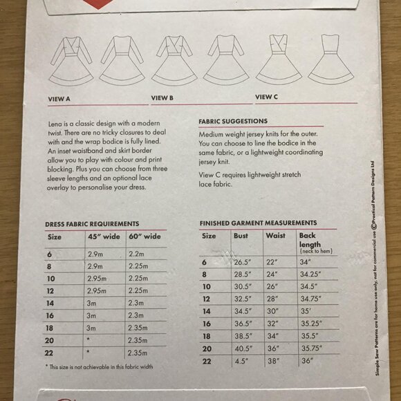 Misses Wrap Dress Pattern Simple Sew Lena UK Size 6 - 22 UNCUT Sewing Pattern - Picture 4 of 5